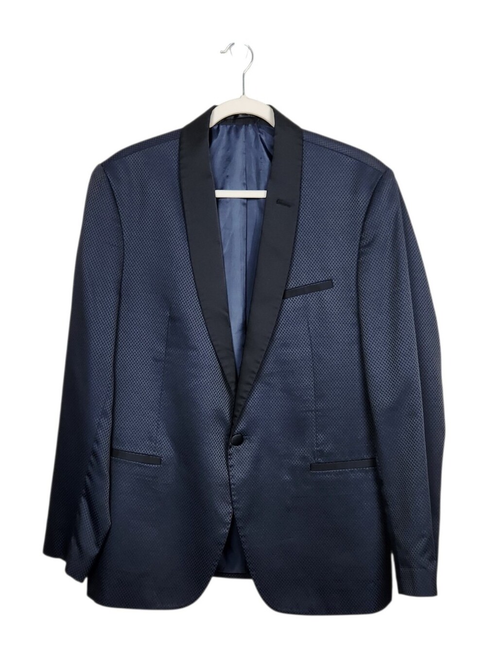 Valiant Paris Midnight Blue Black Trim Blazer Dinner Jacket Cotton Mens Size 42